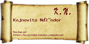 Kojnovits Nándor névjegykártya