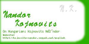 nandor kojnovits business card